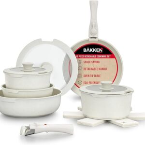 Bakken-Swiss Detachable 15-Piece Cookware Set - Cream