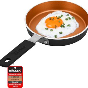 Bakken- Swiss 2-Piece Mini Nonstick Egg Pan & Omelet Pan - Egg Pan [5.5''] with Copper Non-Stick, Skillet - Eco-Friendly -for Eggs Pancakes, for All Stoves - Non Toxic, Dishwasher Safe - Copper, 2 Pack