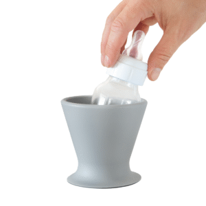 bokee Baby Bottle Holder, Hands Free, One-Hand Bottle Prep - Light Gray