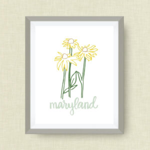 Maryland art print, Black Eyed Susan, State Symbol,option of gold foil - 5x7 foil